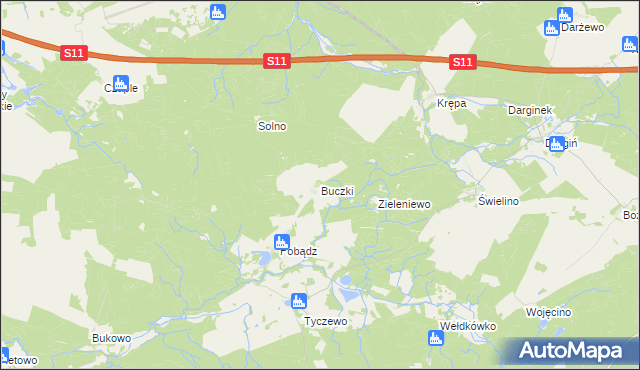 mapa Buczki gmina Tychowo, Buczki gmina Tychowo na mapie Targeo