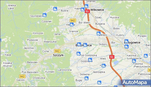 mapa Buczkowice, Buczkowice na mapie Targeo