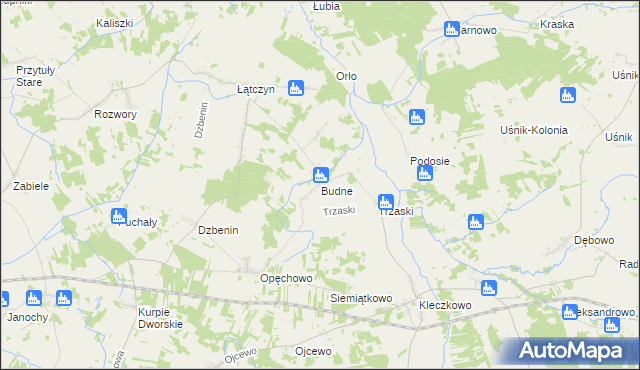 mapa Budne gmina Troszyn, Budne gmina Troszyn na mapie Targeo