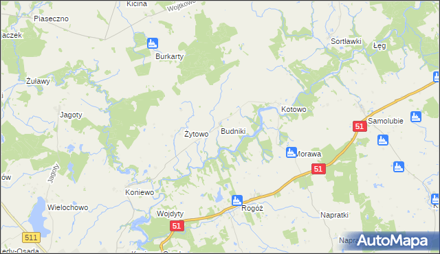 mapa Budniki, Budniki na mapie Targeo