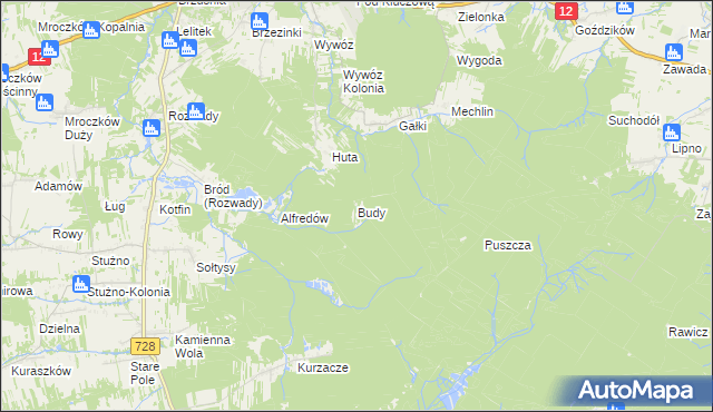 mapa Budy gmina Gielniów, Budy gmina Gielniów na mapie Targeo