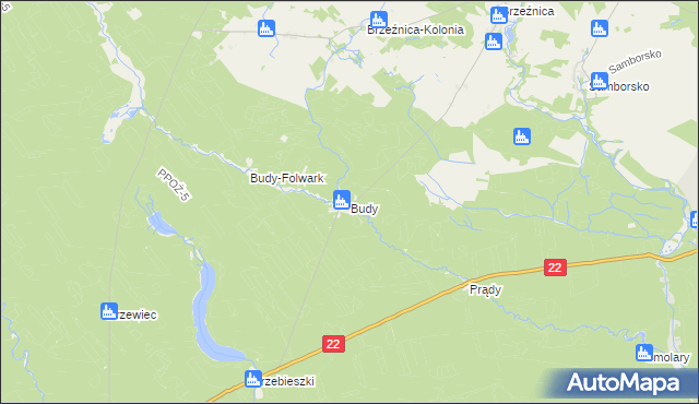 mapa Budy gmina Jastrowie, Budy gmina Jastrowie na mapie Targeo