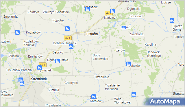mapa Budy Liskowskie, Budy Liskowskie na mapie Targeo