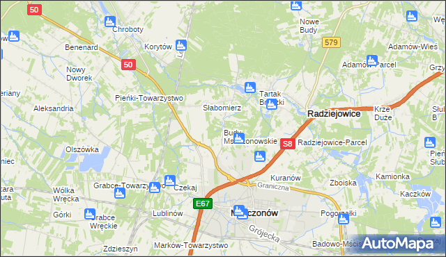 mapa Budy Mszczonowskie, Budy Mszczonowskie na mapie Targeo