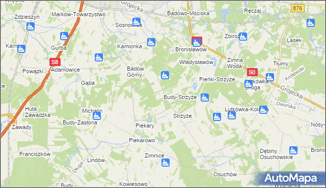 mapa Budy-Strzyże, Budy-Strzyże na mapie Targeo