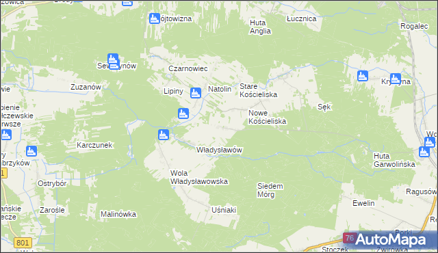 mapa Budy Uśniackie, Budy Uśniackie na mapie Targeo