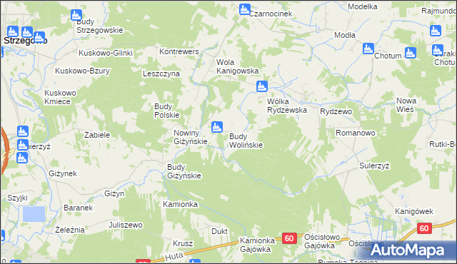 mapa Budy Wolińskie, Budy Wolińskie na mapie Targeo