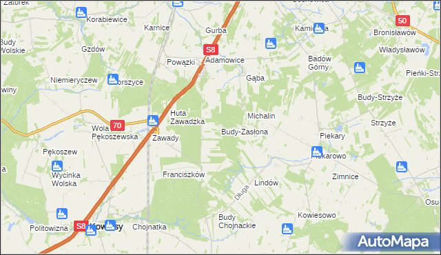 mapa Budy-Zasłona, Budy-Zasłona na mapie Targeo