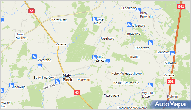 mapa Budy Żelazne, Budy Żelazne na mapie Targeo