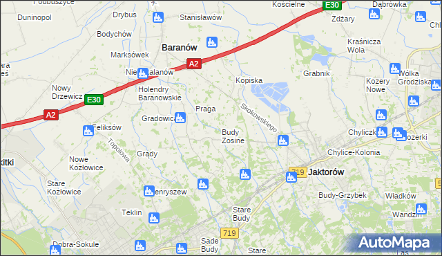mapa Budy Zosine, Budy Zosine na mapie Targeo