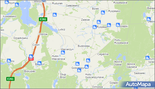 mapa Budzisław gmina Rogowo, Budzisław gmina Rogowo na mapie Targeo