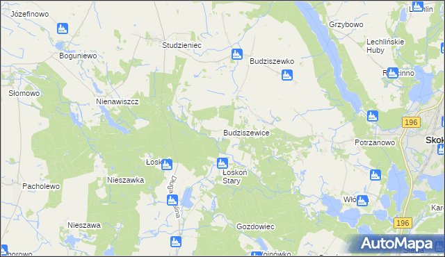 mapa Budziszewice gmina Skoki, Budziszewice gmina Skoki na mapie Targeo