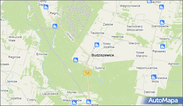 mapa Budziszewice powiat tomaszowski, Budziszewice powiat tomaszowski na mapie Targeo