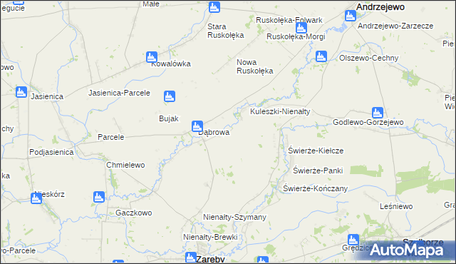 mapa Budziszewo gmina Zaręby Kościelne, Budziszewo gmina Zaręby Kościelne na mapie Targeo