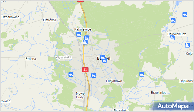 mapa Budzyń powiat chodzieski, Budzyń powiat chodzieski na mapie Targeo