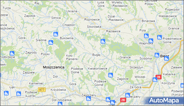 mapa Bugaj gmina Biecz, Bugaj gmina Biecz na mapie Targeo