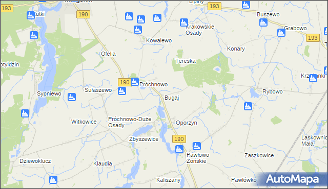 mapa Bugaj gmina Margonin, Bugaj gmina Margonin na mapie Targeo