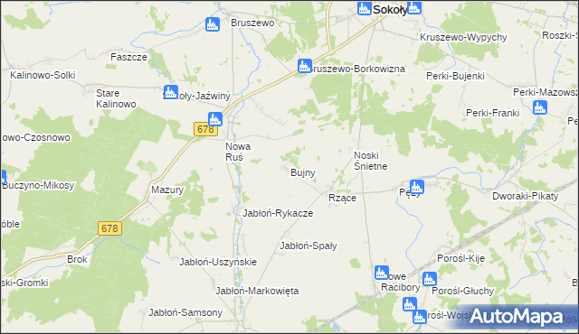 mapa Bujny gmina Sokoły, Bujny gmina Sokoły na mapie Targeo