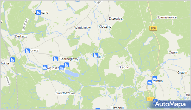 mapa Buk gmina Przybiernów, Buk gmina Przybiernów na mapie Targeo