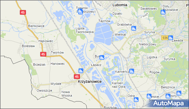 mapa Buków gmina Lubomia, Buków gmina Lubomia na mapie Targeo