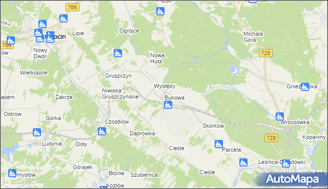 mapa Bukowa gmina Krasocin, Bukowa gmina Krasocin na mapie Targeo
