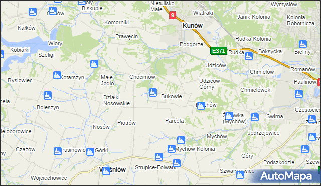 mapa Bukowie gmina Kunów, Bukowie gmina Kunów na mapie Targeo