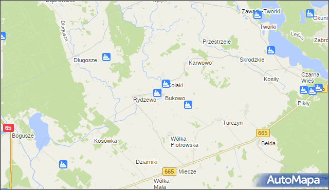 mapa Bukowo gmina Rajgród, Bukowo gmina Rajgród na mapie Targeo