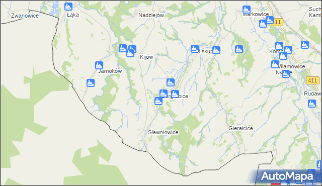 mapa Burgrabice, Burgrabice na mapie Targeo