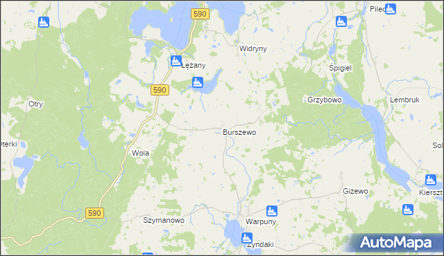 mapa Burszewo, Burszewo na mapie Targeo