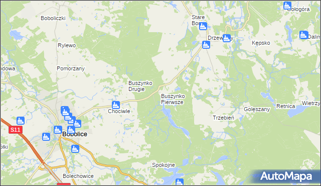 mapa Buszynko Pierwsze, Buszynko Pierwsze na mapie Targeo