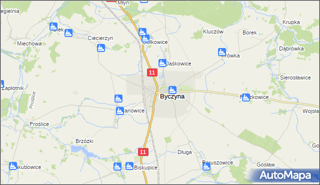 mapa Byczyna powiat kluczborski, Byczyna powiat kluczborski na mapie Targeo