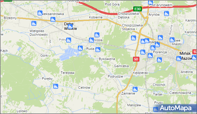 mapa Bykowizna, Bykowizna na mapie Targeo