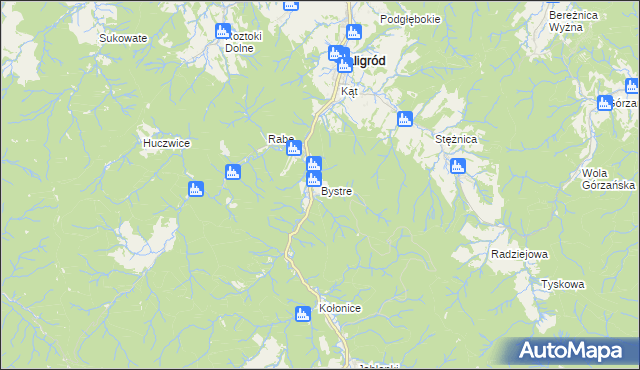 mapa Bystre gmina Baligród, Bystre gmina Baligród na mapie Targeo