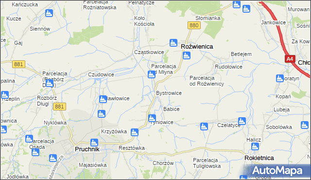 mapa Bystrowice, Bystrowice na mapie Targeo