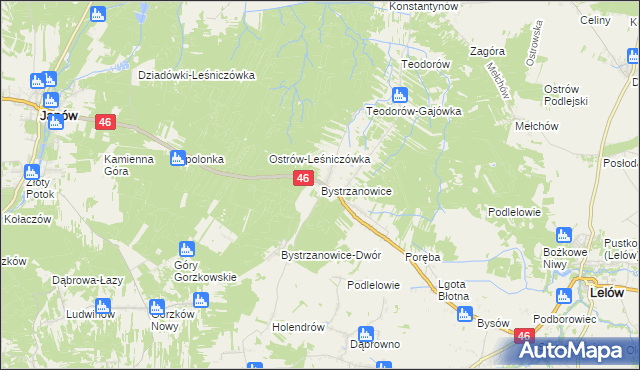 mapa Bystrzanowice, Bystrzanowice na mapie Targeo