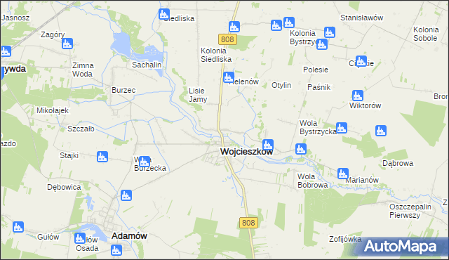 mapa Bystrzyca gmina Wojcieszków, Bystrzyca gmina Wojcieszków na mapie Targeo