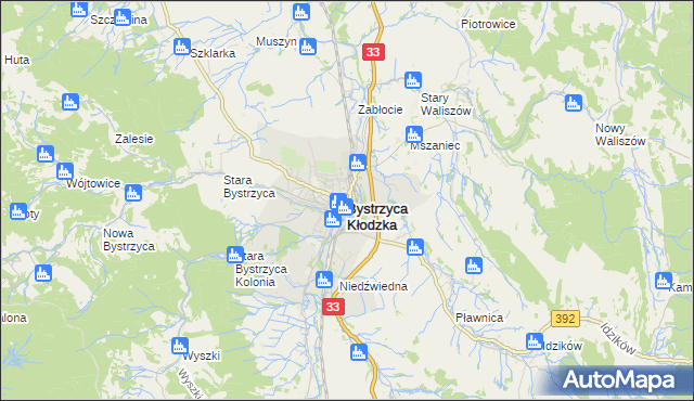 mapa Bystrzyca Kłodzka, Bystrzyca Kłodzka na mapie Targeo