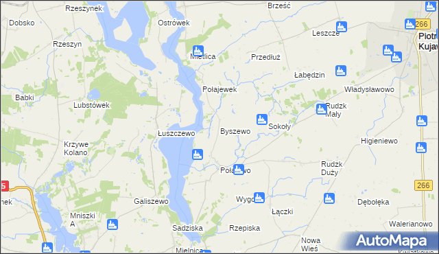 mapa Byszewo gmina Piotrków Kujawski, Byszewo gmina Piotrków Kujawski na mapie Targeo