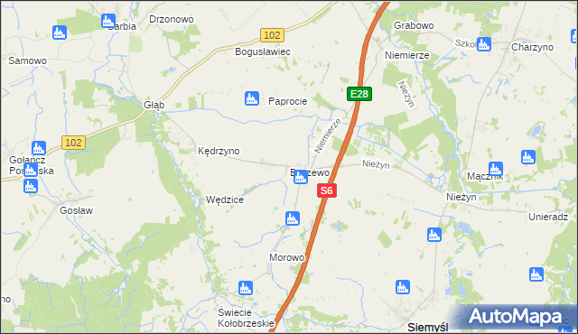 mapa Byszewo gmina Siemyśl, Byszewo gmina Siemyśl na mapie Targeo