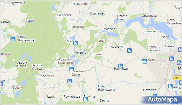 mapa Bzówiec, Bzówiec na mapie Targeo