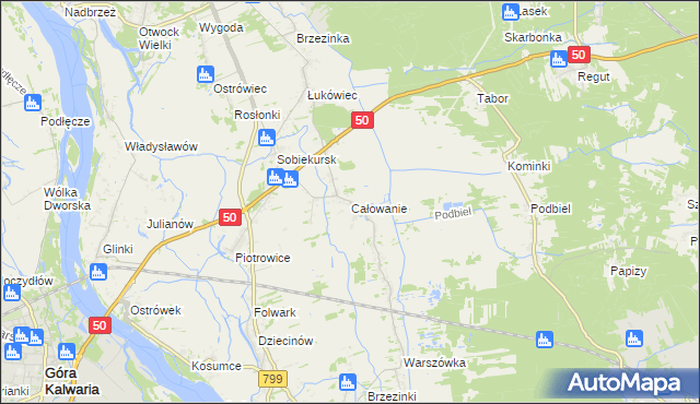 mapa Całowanie, Całowanie na mapie Targeo