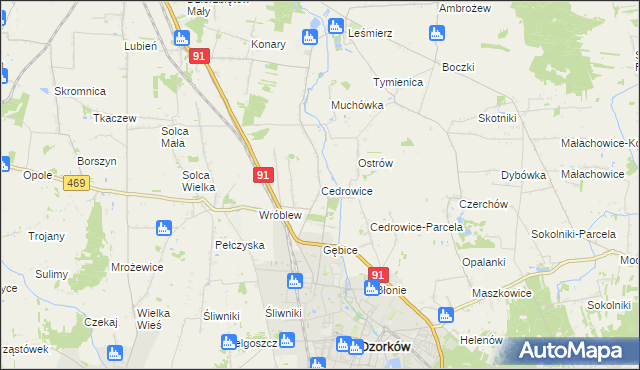 mapa Cedrowice, Cedrowice na mapie Targeo