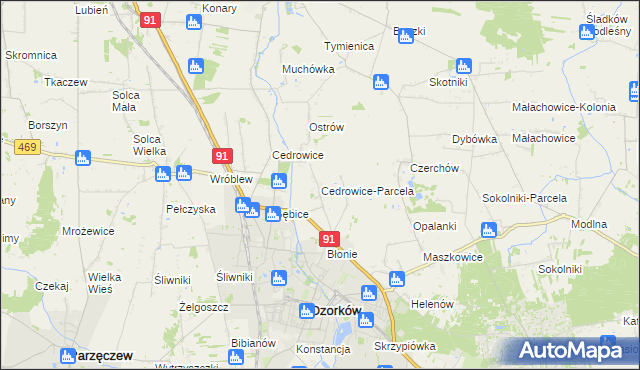 mapa Cedrowice-Parcela, Cedrowice-Parcela na mapie Targeo