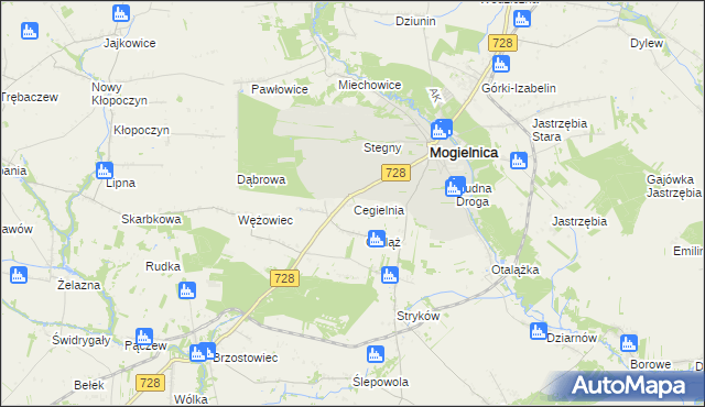 mapa Cegielnia gmina Mogielnica, Cegielnia gmina Mogielnica na mapie Targeo