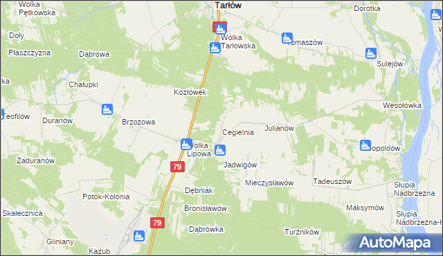 mapa Cegielnia gmina Tarłów, Cegielnia gmina Tarłów na mapie Targeo