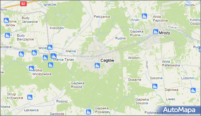 mapa Cegłów powiat miński, Cegłów powiat miński na mapie Targeo