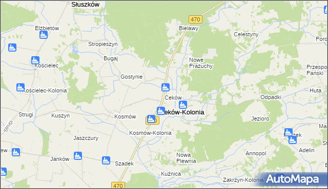 mapa Ceków, Ceków na mapie Targeo