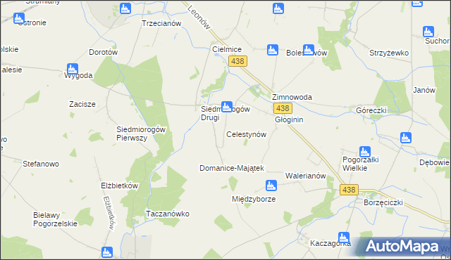 mapa Celestynów gmina Borek Wielkopolski, Celestynów gmina Borek Wielkopolski na mapie Targeo