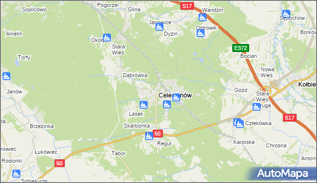 mapa Celestynów powiat otwocki, Celestynów powiat otwocki na mapie Targeo
