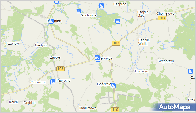 mapa Cerkwica, Cerkwica na mapie Targeo